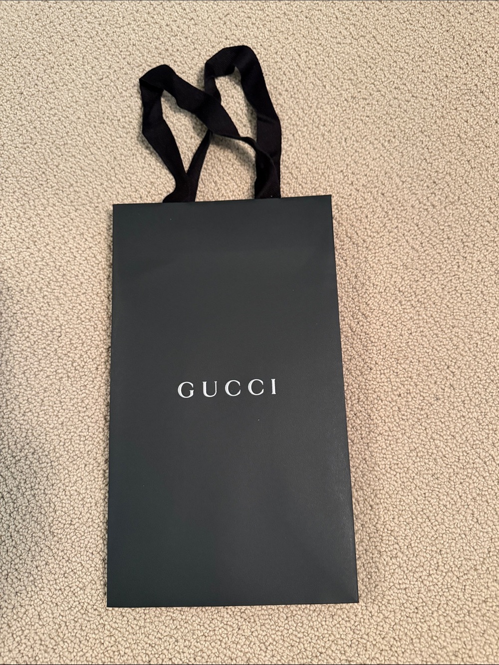 Gucci Black Paper Gift Bag with White Logo